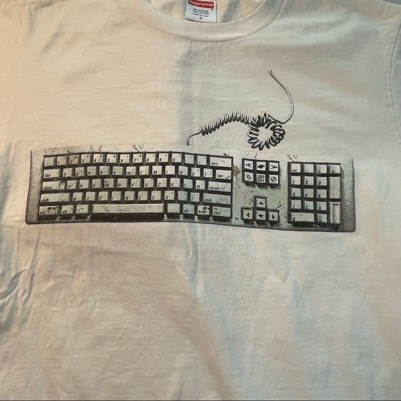 Supreme Keyboard White Color Small Size Cropped Top Tee Shirt - Picture 2 of 9